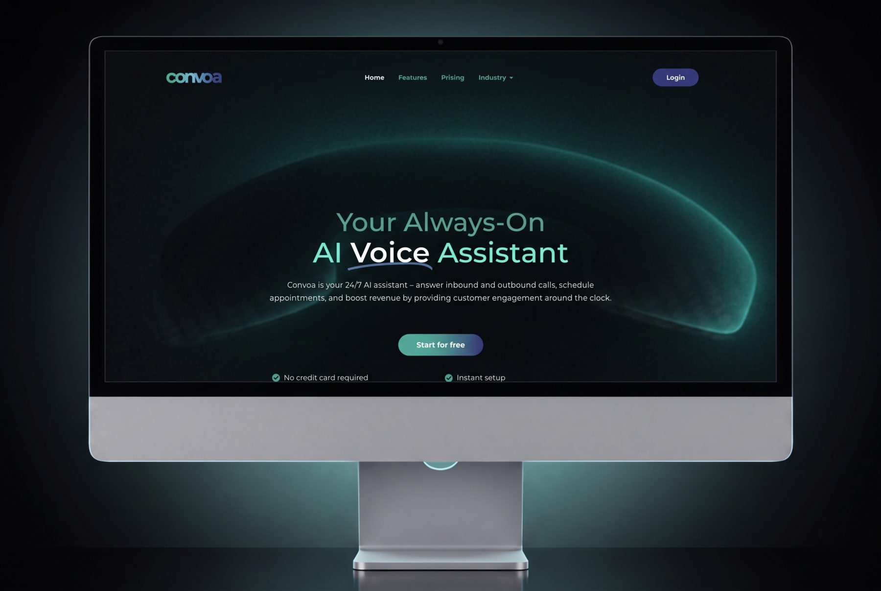 The Convoa landing page on a desktop display.
